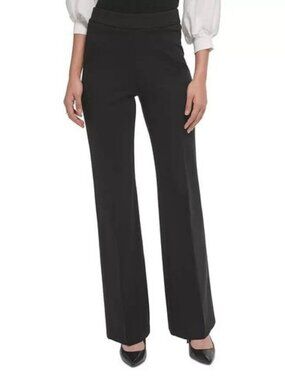 DKNY  Women's High Rise Wide Leg Pants, Black, Size 14